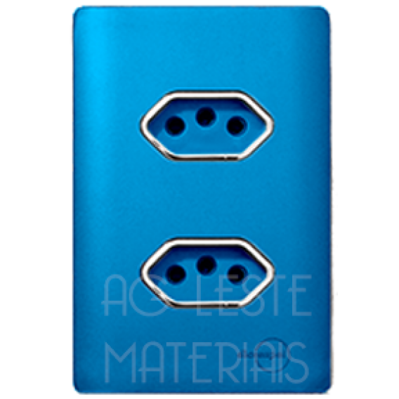 Conjunto Tomada Dupla 10A + 20A - Novara Especiais Azul Fosco